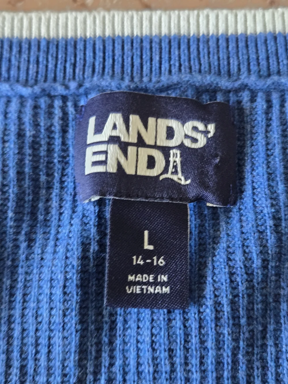 Lands' End Blue Cotton Twin Set Cardigan & Shell | Preppy Coastal Cottagecore L